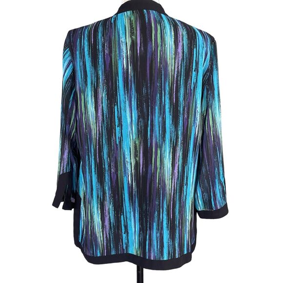 JM Collection SZ 12 Top 3/4 Sleeves V-Neck Lightweight Lined Abstract Side Slits - Picture 6 of 10